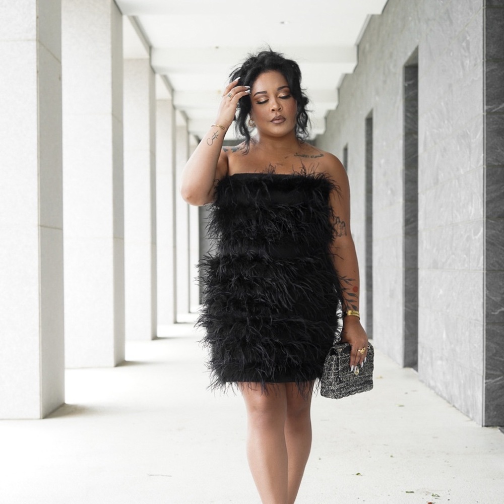Nasty Gal Feather Dress | Size 14